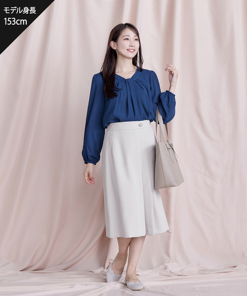 【スマート裏起毛】ボウタイ風ブラウス