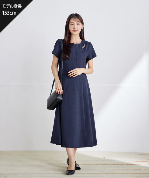 【小倉優子さん着用】フラップポケットミディアム丈フレアワンピース