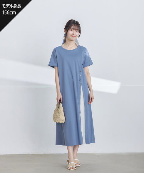 【UVケア・接触冷感】“あまラク” アシメプリーツカットソーワンピース