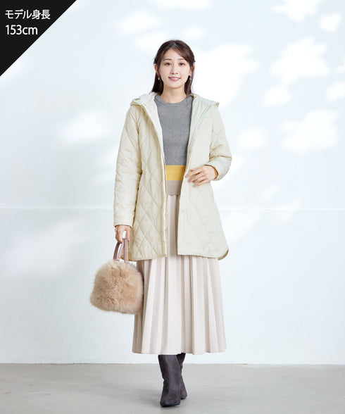 【安田美沙子さん着用】中綿キルティングフードコート