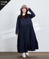 肩ビジュー裏起毛ドッキングワンピース
