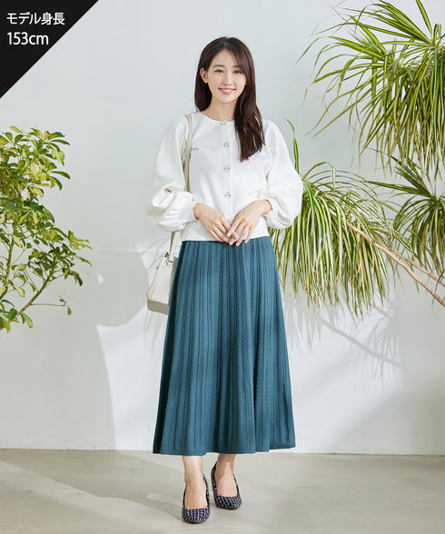 【新色追加】ビジューボタンニットカーデ