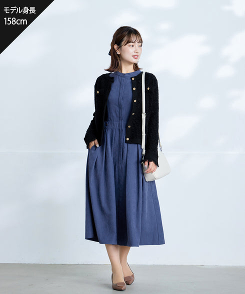 ピーチスキンバンドカラーワンピース