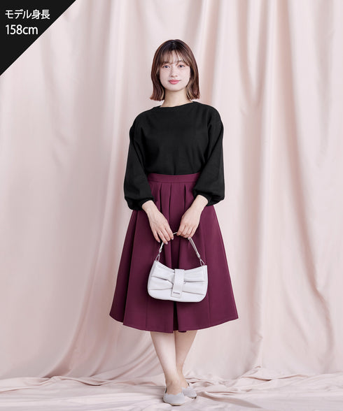 【安田美沙子さん着用】ボリュームパフスリーブニット