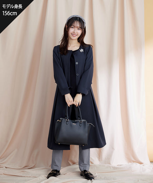 ダブルストレッチ│ノーカラーAラインコート