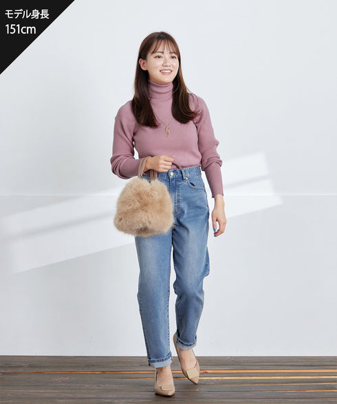 タートルリブニットトップス