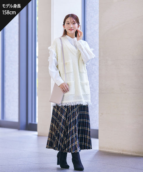 【安田美沙子さん着用】チェックプリーツスカート