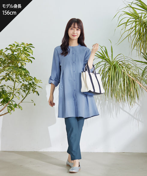 ピーチスキンシャツチュニックブラウス