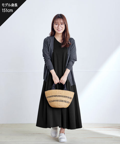 【小倉優子さん着用・洗える・接触冷感・汗ジミ防止】“サマさまカットソー”サイドティアードワンピース