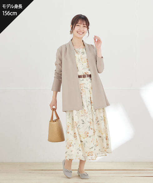 【新色追加】 大花柄シフォンワンピース