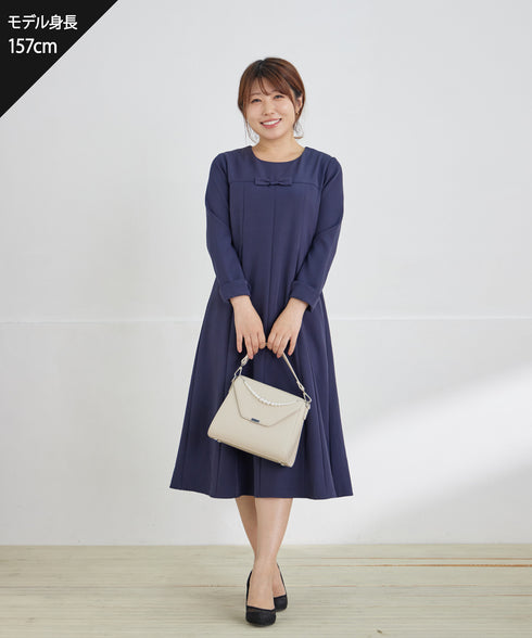 【安田美沙子さん着用】フレアAラインリボンワンピース