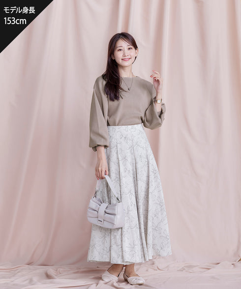 【安田美沙子さん着用】ボリュームパフスリーブニット