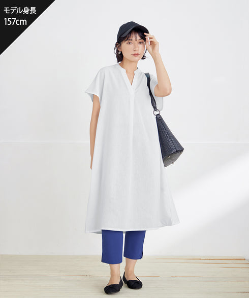 リネンミックススキッパーシャツワンピース