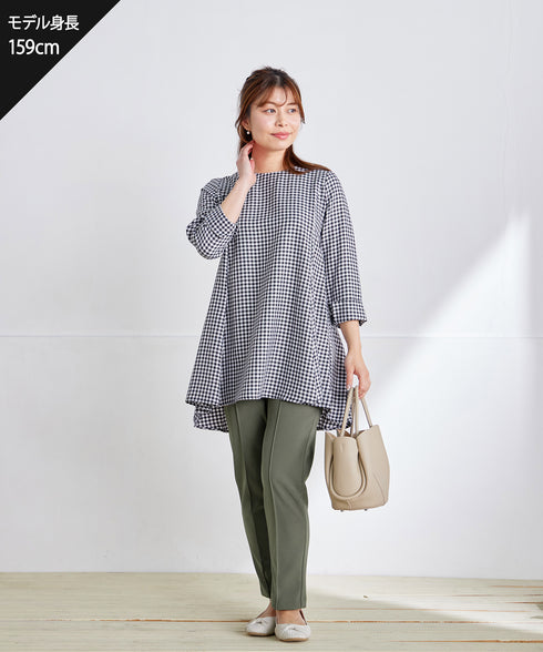 【小倉優子さん着用・選べる袖TYPE】バックフレアチュニックブラウス