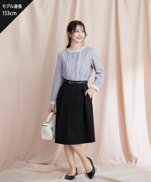 【クリアランスセール】ピンタック配色ブラウス