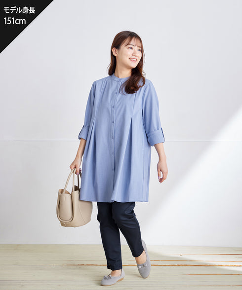 -TIA BASIC-バンドカラーシャツチュニック