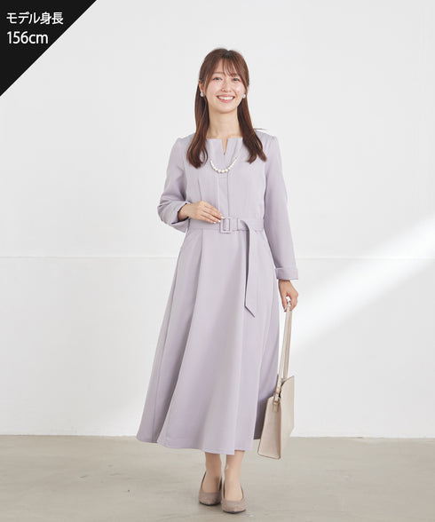 【安めぐみさん着用】キーネックポケットワンピース