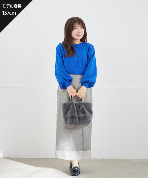 【安田美沙子さん着用】ボリュームパフスリーブニット