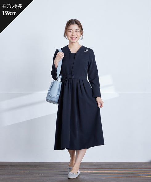 【ダブルクロス】 ナローVネックワンピース