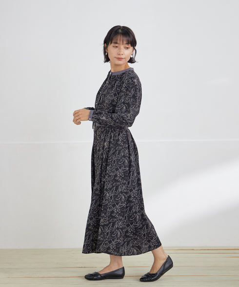 【安田美沙子さん着用】フラワープリント配色ワンピース