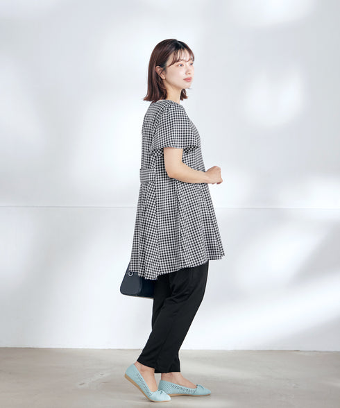 【小倉優子さん着用・選べる袖TYPE】バックフレアチュニックブラウス