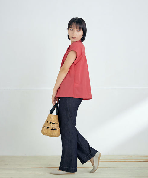 【おのののかさん着用】TCデニム切替ワイドストレートパンツ