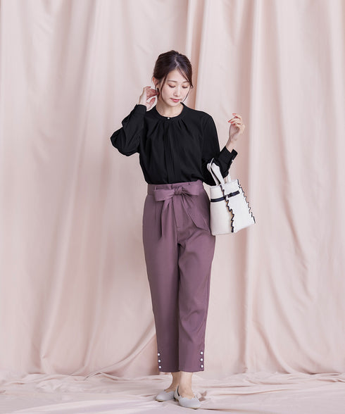 【アウトレット】スリットパールテーパードパンツ