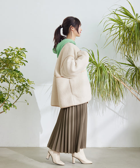 【アウトレット】2wayリバーシブルボアショートブルゾン