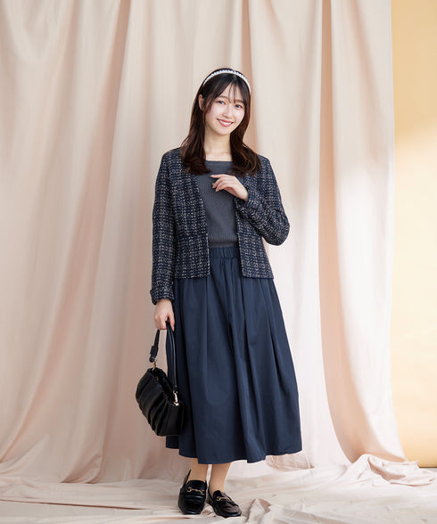 【アウトレット】タフタスカートドッキングワンピース