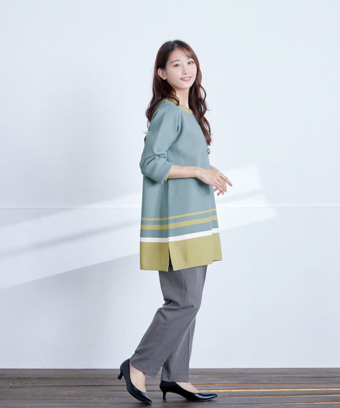 【クリアランスセール】カラー配色ニットチュニック