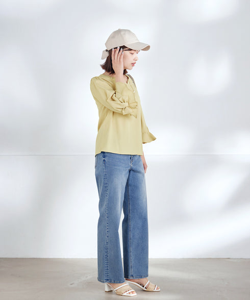 【安田美沙子さん着用】ストレッチワイドデニム