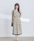 【アウトレット / 袖が選べる】配色モノクロ花柄ワンピース
