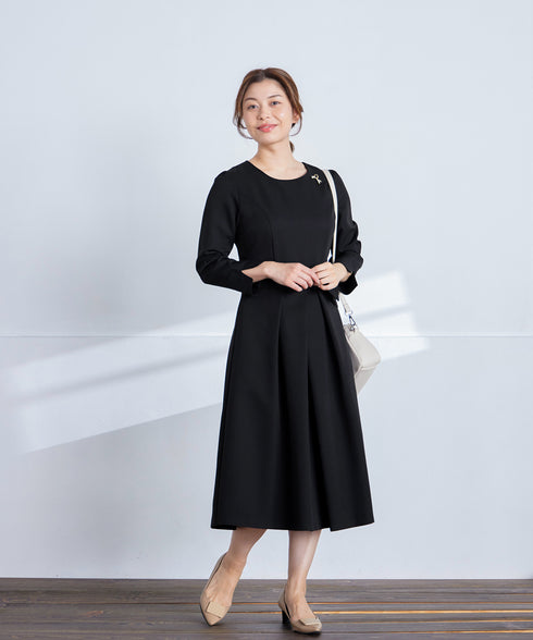 【新色追加】 アシメリボンベルトフレアワンピース