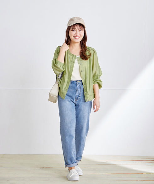 パールボタンシアーブルゾン