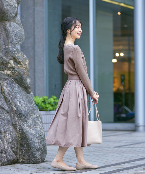 【アウトレット】タフタスカートドッキングワンピース