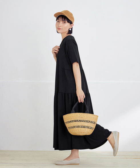 【小倉優子さん着用・洗える・接触冷感・汗ジミ防止】“サマさまカットソー”サイドティアードワンピース