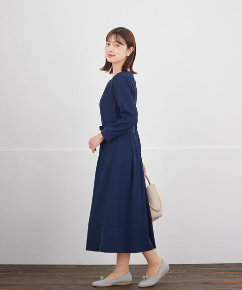 リボンベルトフレアワンピース