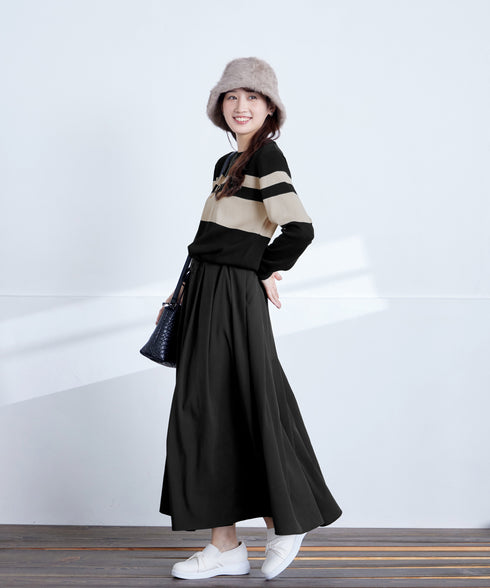 マルチボーダーニットコンビワンピース