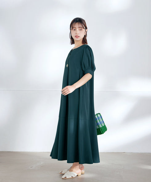 【洗える・XSサイズ】裾切替マーメイドフレアワンピース