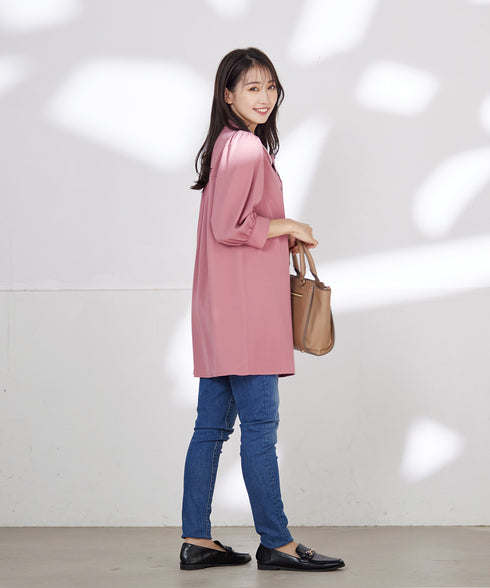 【アウトレット】配色ボウタイチュニックブラウス