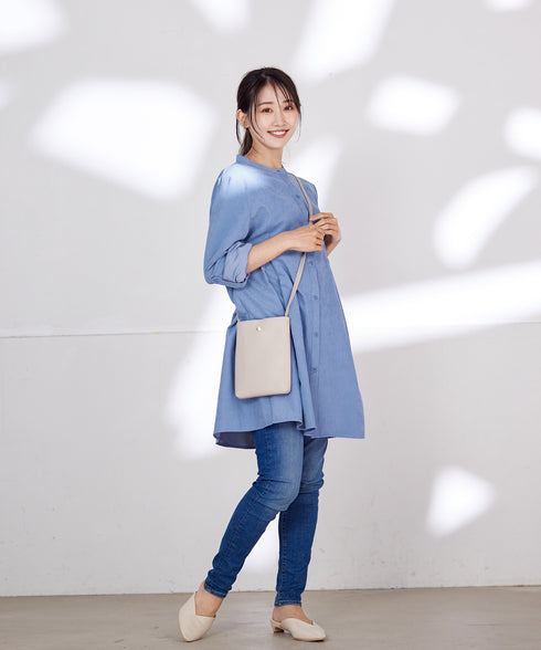 ピーチスキンシャツチュニックブラウス