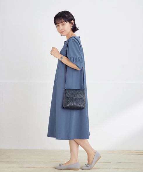 【新色追加】 ギャザーランタンスリーブワンピース