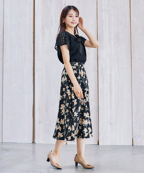 【アウトレット】ボウタイレースブラウス