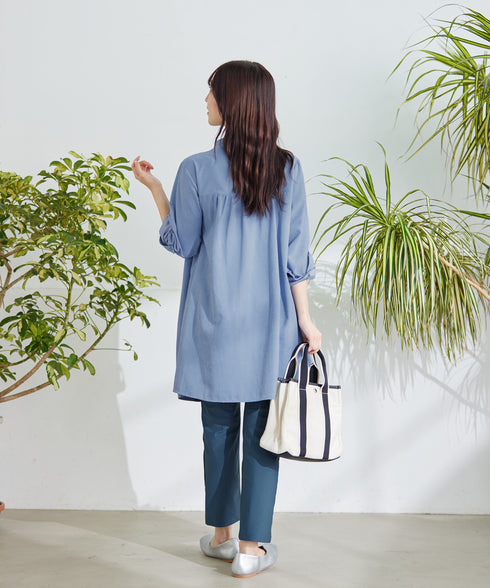 ピーチスキンシャツチュニックブラウス