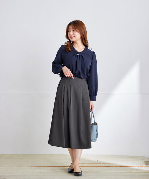 【ダブルクロス】【2way】ボウタイ風ブラウス