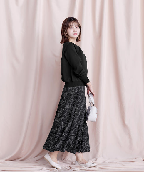 中空糸ビジューボタンカーディガン