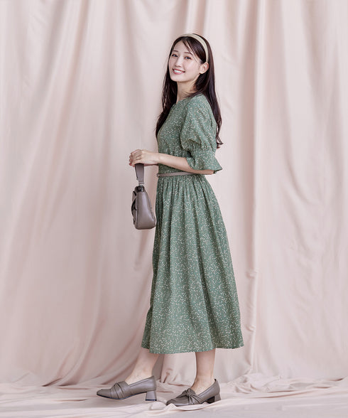 キャンディースリーブ花柄ワンピース