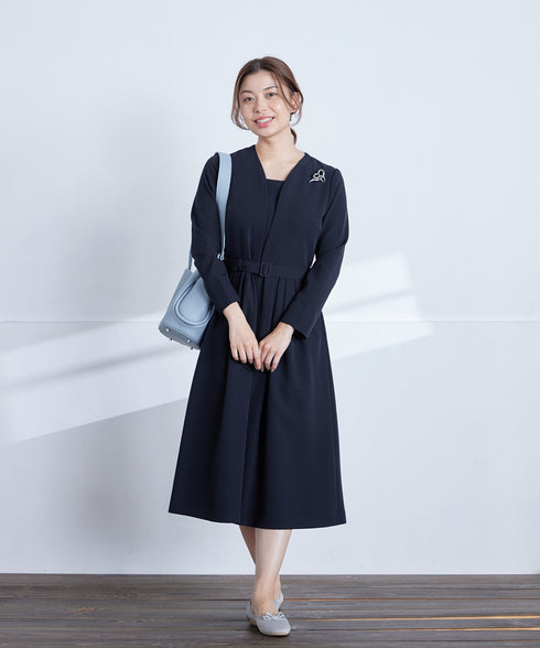 【ダブルクロス】 ナローVネックワンピース