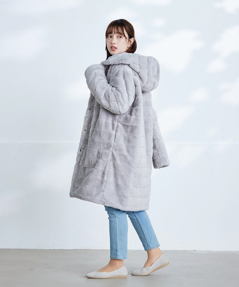 【リバーシブル】エコファーキルティング2wayコート