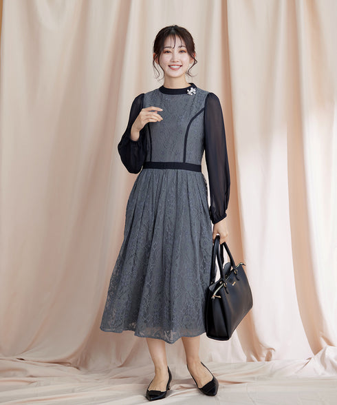 レースコンビフレアワンピース